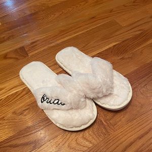 Fuzzy Bride Flip Flops
